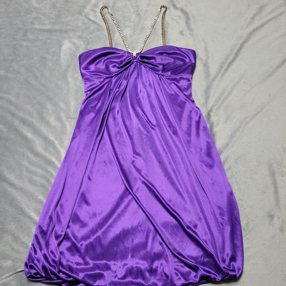 B Smart Dress Womens 6 Purple Sleeveless Bridesmaid Bling Strap Some Jewels Gone
